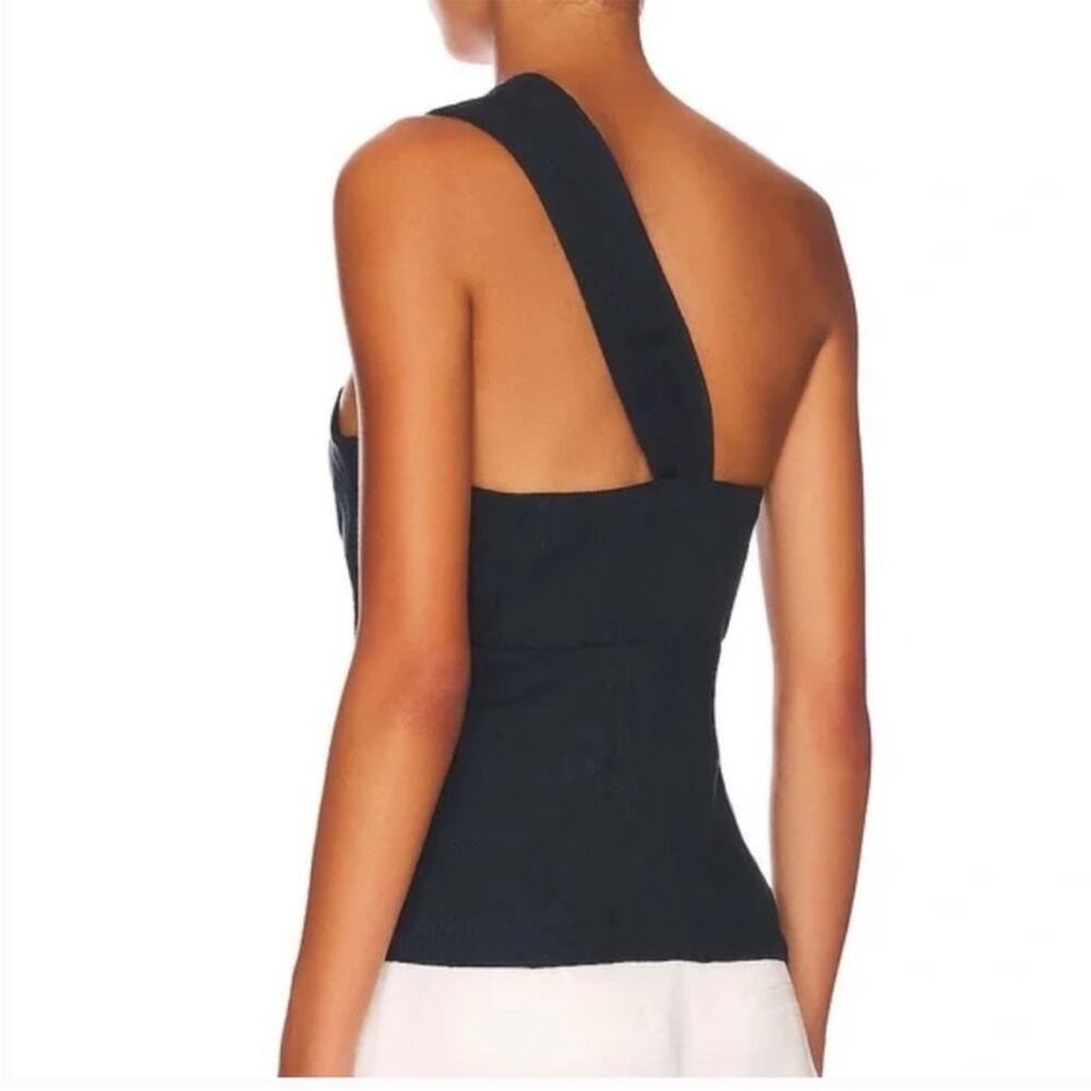 Veronica Beard Belinda Ink One-Shoulder Jacquard NWT Linen Top Size 12